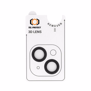 Закалённое стекло Tel Protect 3D Lens на камеру для Iphone 15/15 Plus чёрное (линз 2 шт.)