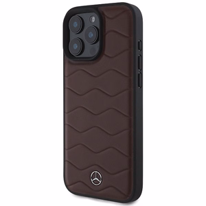 Mercedes MB Waves Leather Ümbris jaoks iPhone 16 Pro Max - punane