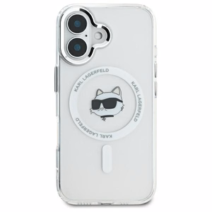 Karl Lagerfeld IML Metal Choupette Head MagSafe ümbris jaoks iPhone 16 Plus - valge