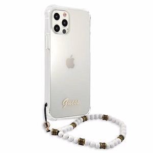 Guess GUHCP12LKPSWH iPhone 12 Pro Max 6.7" läbipaistev kõvakaaneline valge pärlmutter