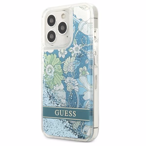 Guess GUHCP13LLFLSN iPhone 13 Pro / 13 6.1" roheline/roheline kõvakaaneline lillede vedel glitter