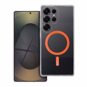 Drop Glue Colorful Ring Mag Cover compatible with MagSafe jaoks SAMSUNG S25 ULTRA oranž