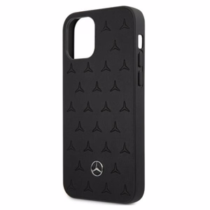 Mercedes nahast tähtede mustriga ümbris iPhone 12 Pro Max'ile - must