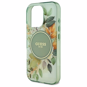 Guess IML Flower & Tonal Circle MagSafe ümbris jaoks iPhone 16 Pro - roheline