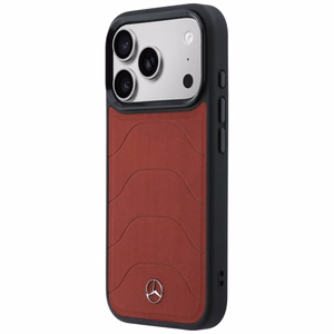 Mercedes Leather Mesh with Bow Line MagSafe ümbris iPhone 17 Pro Max jaoks, punane