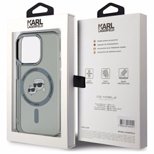 Karl Lagerfeld KLHMP15XHLSKCK Чехол iPhone 15 Pro Max 6.7" чёрный/чёрный IML металлические головы Karl&Choupette MagSafe