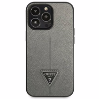 Guess Saffiano Triangle Logo ümbris jaoks iPhone 13 Pro / 13 6.1" - hõbedane