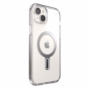 Speck Presidio Perfect-Clear MagSafe ümbris ClickLock-tehnoloogiaga seadmele iPhone 15 Plus / 14 Plus, läbipaistev kroomivärvi rõngaga