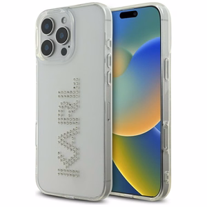 Karl Lagerfeld IML Rhinestones Logo iPhone 16 Pro Ümbris - Clear