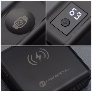 Multifunction laadija Forcell F-Energy 6in1 USB A + USB C PD 45W + akupank 15000 mAh + juhtmevaba charging 15W must