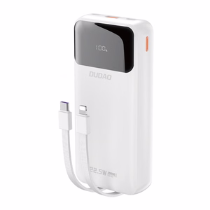 Dudao K15Pro Power Bank 20000mAh 22.5W PD USB-C / USB-A / Встроенные кабели Lightning и USB-C - Белый