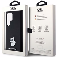 Karl Lagerfeld Silicone Choupette Metal Pin ümbris jaoks Samsung Galaxy S24 Ultra - must