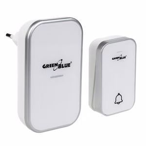 GreenBlue GB157 W Kinetic Battery-free Wireless Door Bell, Melodies, White, Range up to 200m, IP44