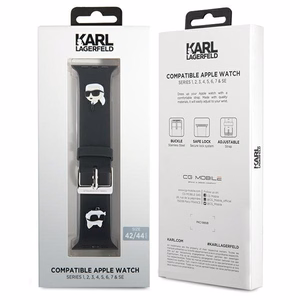 Karl Lagerfeld 3D Rubber Karl ja Choupette Heads rihm must Apple Watch 42/44/45/49mm jaoks