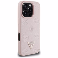 Guess Grained Hot Stamp Peony Triangle Logo MagSafe iPhone 16 Pro Ümbris - Roosa