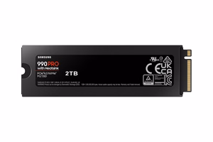 SSD Samsung 990 PRO jahutusradiaatoriga 2TB M.2 PCIe NVMe MLC kirjutamiskiirus 6900 MB/s lugemiskiirus 7450 MB/s 2,3mm TBW 1200 TB MTBF 1500000 h MZ-V9P2T0CW
