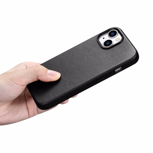 iCarer Case nahast ümbris iPhone 14 Plus'ile ehtne nahast ümbris must (ühildub MagSafe'iga)