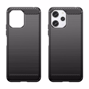 Гибкий чехол с карбоновым узором для Xiaomi Redmi 12 Carbon Case - чёрный