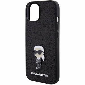 Karl Lagerfeld Fixed Glitter Ikonik Logo Metal Pin ümbris jaoks iPhone 15 - must