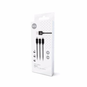 Setty 3in1 kaabel USB - Lightning + USB-C + microUSB 1,0 m 2A KN3W1-01 must