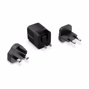 Energizer Ultimate A20MU GaN reisilaadija EU / UK / US pistikutega, USB-C, 20 W PD, must