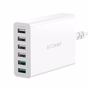 Laadija 6x USB  Blitzwolf BW-S15, QC 3.0, 60 W (valge)