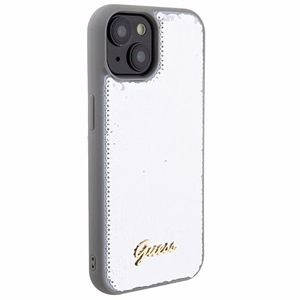 Guess чехол для iPhone 13 / 14 / 15 GUHCP15SPSFDGSS (Sequin Script Metal) серебряный