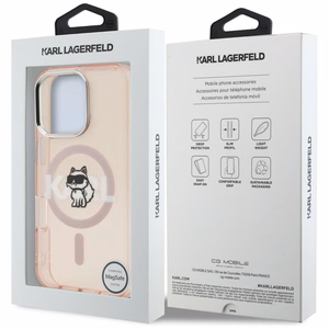 Karl Lagerfeld IML Choupette Sketch Logo MagSafe чехол iPhone 16 Pro - розовый
