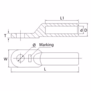 Aluminium Lug jaoks 35mm2 Kaabel, 10pcs