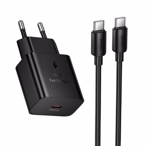 Зарядное устройство для телефона Hoco USB C QC PD 25W + кабель USB C на USB C N76 черное