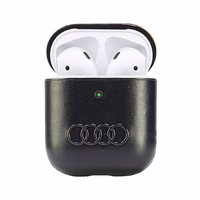 Audi Leather Big Logo Ümbris jaoks AirPods 1 / 2 - must
