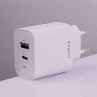Maxlife MXTC-06-20AC PD QC laadija 1x USB-C 1x USB 20W valge + USB-C - USB-C kaabel 20W