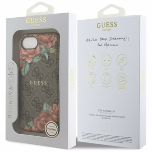 Guess 4G Flowers Print MagSafe ümbris jaoks iPhone 16e - brown