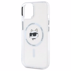 Karl Lagerfeld IML Metal Choupette Head MagSafe iPhone 15 Plus Ümbris - valge