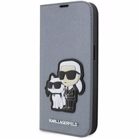 Karl Lagerfeld KLBKP14XSANKCPG iPhone 14 Pro Max 6.7" bookcase hõbedane/hõbedane Saffiano Karl & Choupette