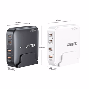GaN võrgulaadija - Unitek P1228ABK01-EU | 70W 2x USB-C 2x USB-A