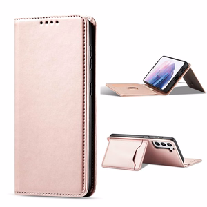 Magnetkaardi ümbris Samsung Galaxy S22 + (S22 Plus) Kott rahakott kaardihoidja roosa