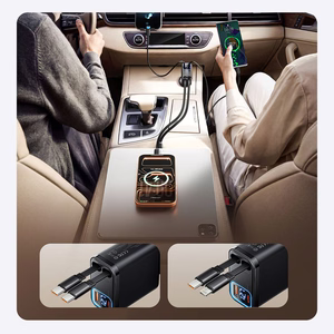 Orico Twin Reach 45W USB-A + USB-C autolaadija kahe sissetõmmatava USB-C kaabliga - must