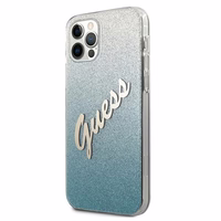Guess GUHCP12MPCUGLSBL iPhone 12/12 Pro 6.1" sinine/sinine kõvakott Glitter Gradient Script