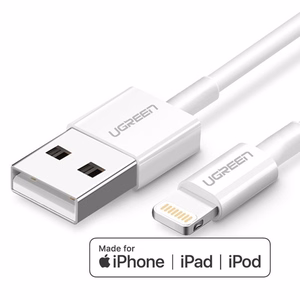 USB kaabel Ugreen US155 MFi USB to Lightning 2.4A 2.0m valge