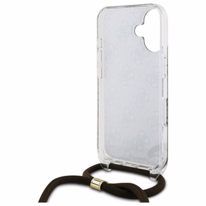 Guess Crossbody Cord 4G Print Ümbris with Lanyard jaoks iPhone 16 - Brown
