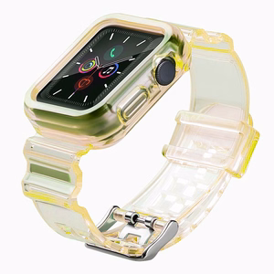 Силиконовый ремешок-браслет с чехлом и подсветкой для Apple Watch 44mm - жёлтый