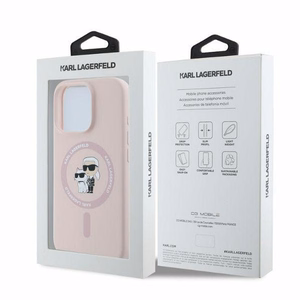 Karl Lagerfeld Silicone Karl&Choupette Heads MagSafe Ümbris jaoks iPhone 16 Pro Max - Roosa