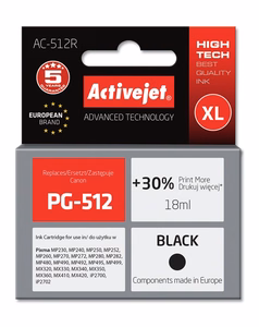 Activejet AC-512R – must tindikassett, asendab Canon PG-512, 18 ml, Premium