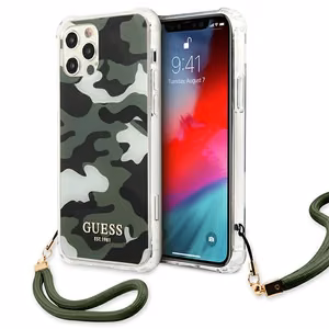 Guess GUHCP12LKSARKA iPhone 12 Pro Max 6.7" roheline/khaki värvi kõvakott Camo Collection