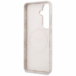 Guess ümbris 4G Rhinestone Round Logo MagSafe Samsung Galaxy S26 Plus jaoks roosa