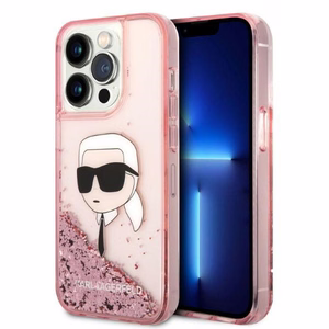 Karl Lagerfeld Glitter Karl's Head ümbris jaoks iPhone 14 Pro - roosa
