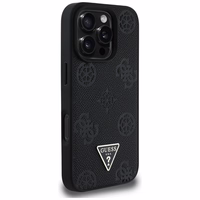 Guess Grained Hot Stamp Peony Triangle Logo MagSafe Ümbris jaoks iPhone 16 Pro - Must