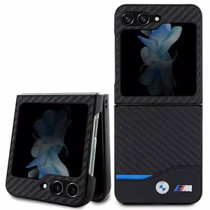 BMW Leather Carbon ümbris jaoks Samsung Galaxy Z Flip 5 - must