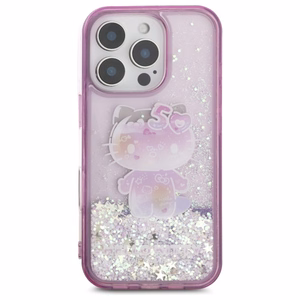 Hello Kitty Liquid Glitter 50TH Anniversary Party iPhone 16 Pro Ümbris - Lilla